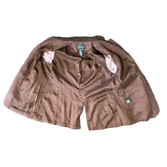 Vintage Lauren Ralph Lauren Brown Wool Houndstooth Equestrian Blazer Size 16W - Picture 5 of 9